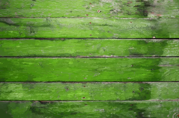 Parede de madeira verde pintada — Vetor de Stock