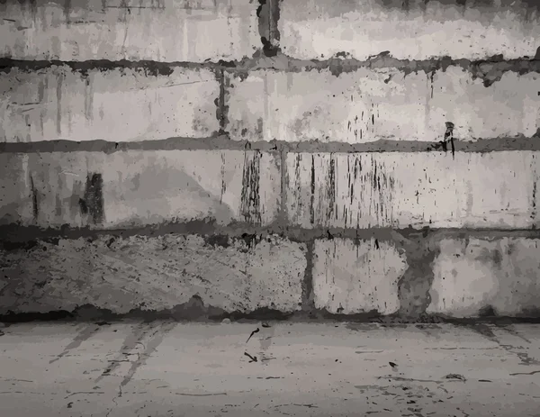 Ancienne pièce vide avec mur en béton — Image vectorielle