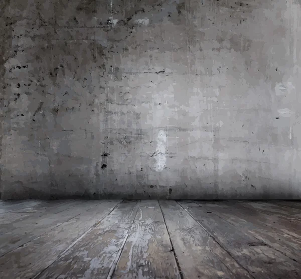 Ancienne chambre avec mur en béton — Image vectorielle