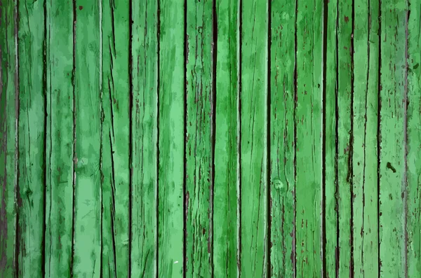 Pintado pared de madera verde — Vector de stock