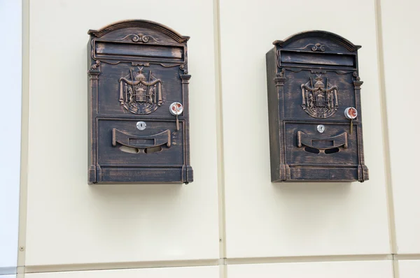 Two mailboxes on a wall — Stock Photo, Image