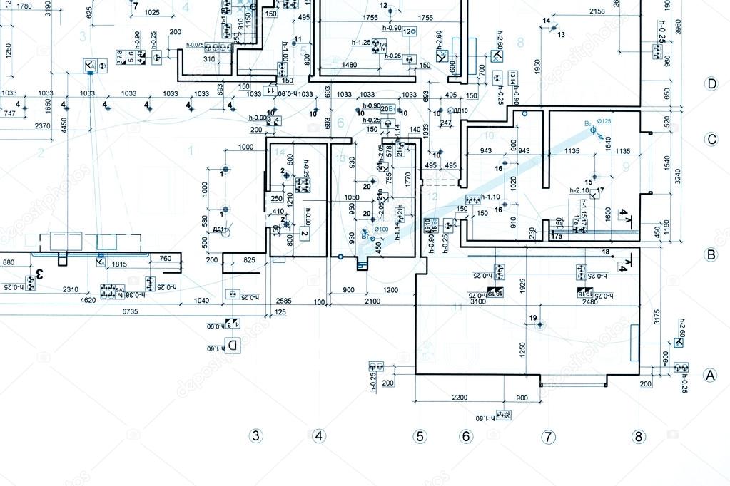 Tle Architektury Rysunek Techniczny Plan Zdjęcie Stockowe