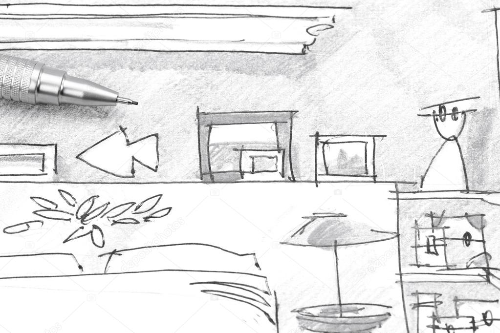 Images Drawing Of A Bedroom Freehand Drawing Interior Of