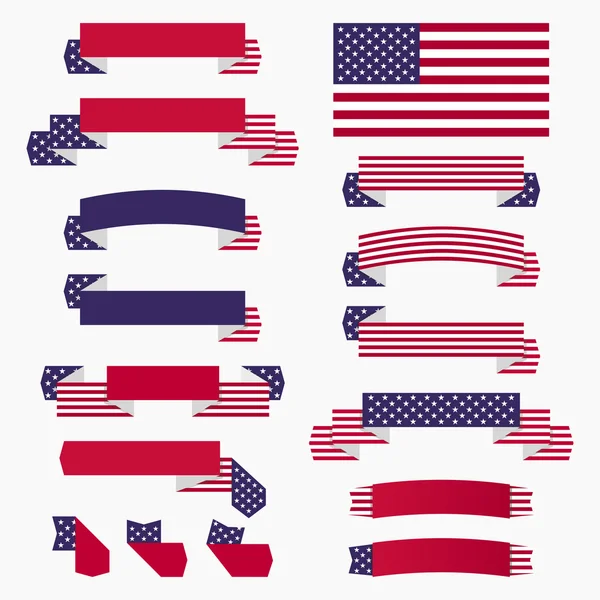 Drapeau rouge blanc bleu américain, rubans et bannières — Image vectorielle