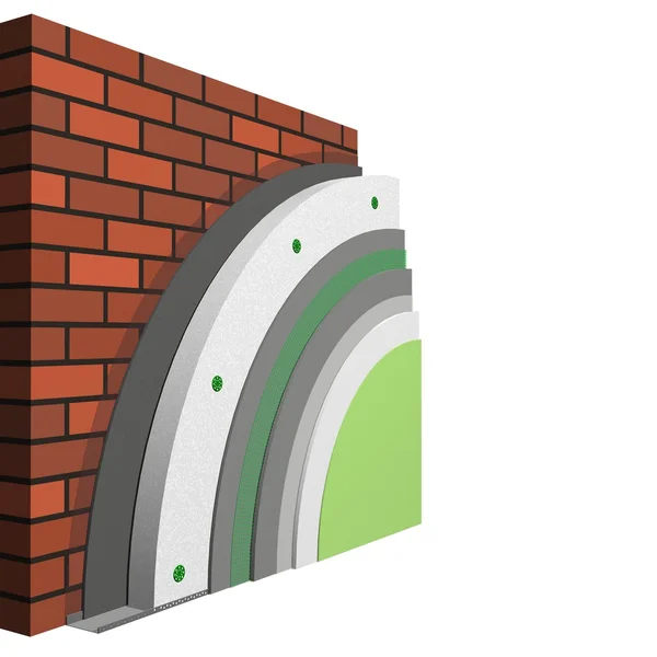 Isolamento de parede de poliestireno 3d esquema — Fotografia de Stock