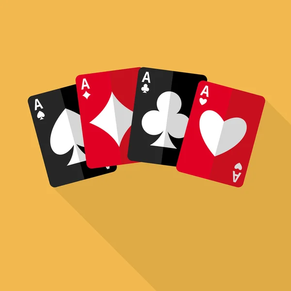 Cuatro ases jugando a las cartas — Vector de stock