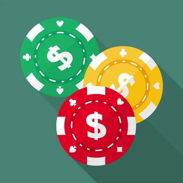Casino kumar fişleri vektör düz simgeler kümesi — Stok Vektör