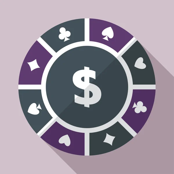 Casino gokken chip vector platte pictogram — Stockvector