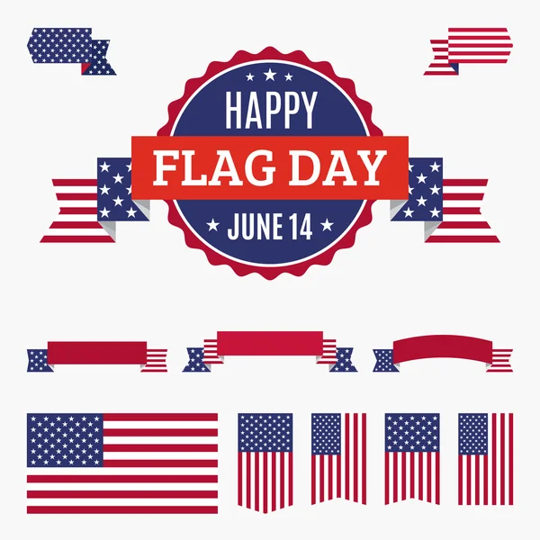 USA Flag day badge, banners and ribbons — Stock Vector