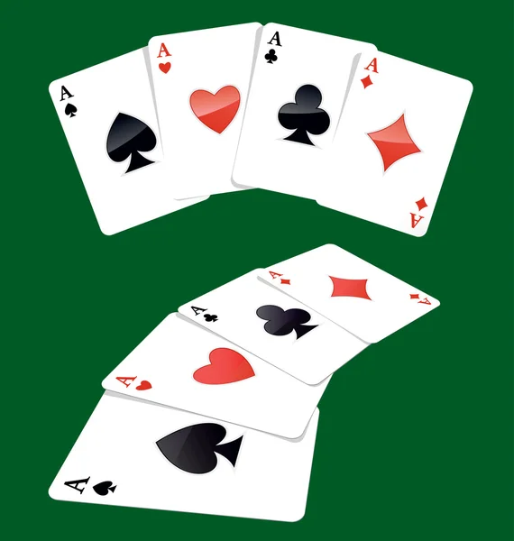 Quatro ases jogando cartas —  Vetores de Stock