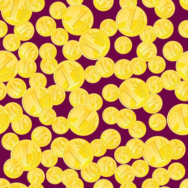 Golden coins seamless pattern — Stock Vector