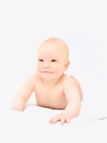 Funny little baby on white — Stock Photo, Image
