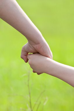 Eller iki kardeşin çayır üzerinde yürüme