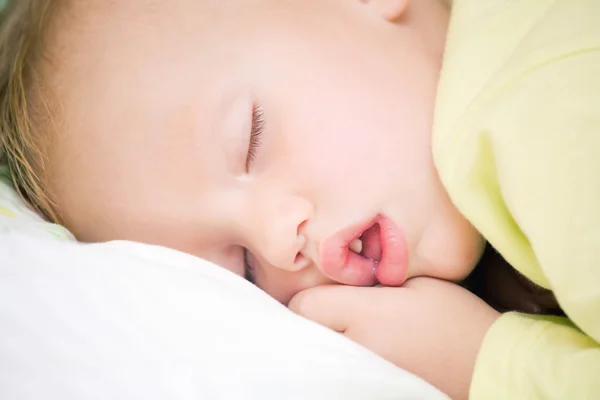 Restful baby boy sleeping on bed — Stock Photo, Image