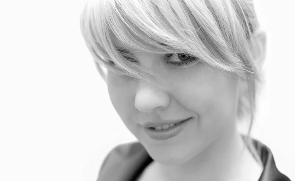 Pretty blond. Black & white — Stock Photo, Image