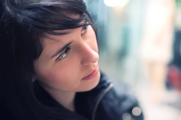 Attractive melancholic brunette woman — Stock Photo, Image