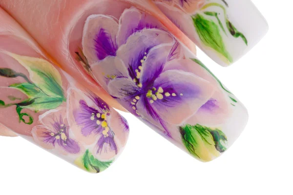Mänskliga fingrar med vacker vår manikyr — Stockfoto
