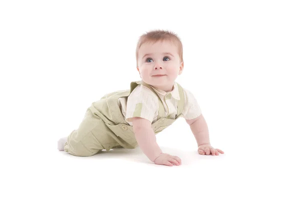 Portrait of adorable blue-eyes baby lying down — Stock Photo, Image