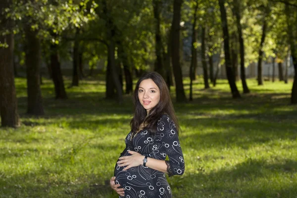 公園での妊娠中の女性 — ストック写真