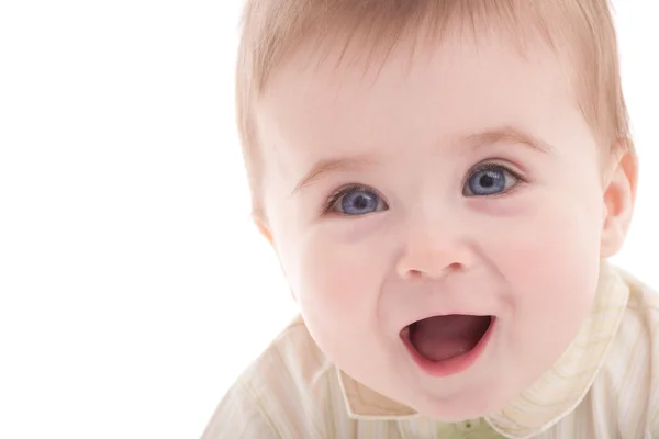 Porträtt av glada blue-eyes baby pojke — Stockfoto