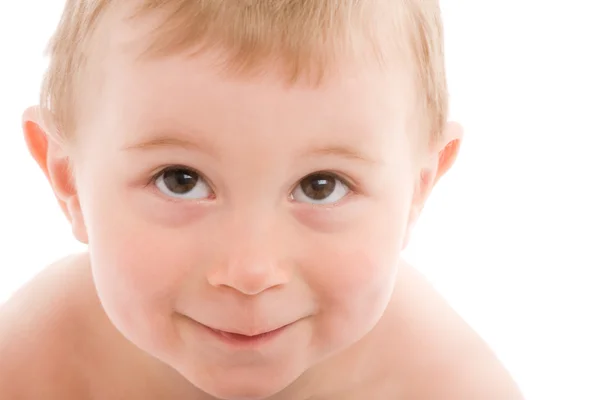 Portret van kleine jongen geïsoleerd op wit — Stockfoto