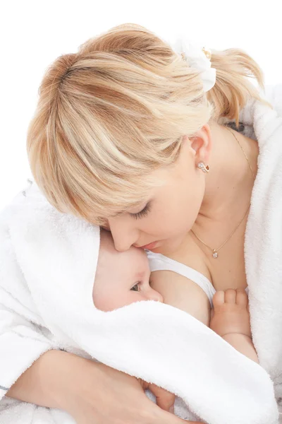 Mother breast feeding her baby girl — Stock Photo, Image