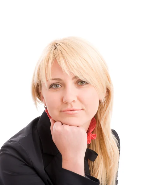 Portrait of attractive businesswoman on chair — Stock Photo, Image