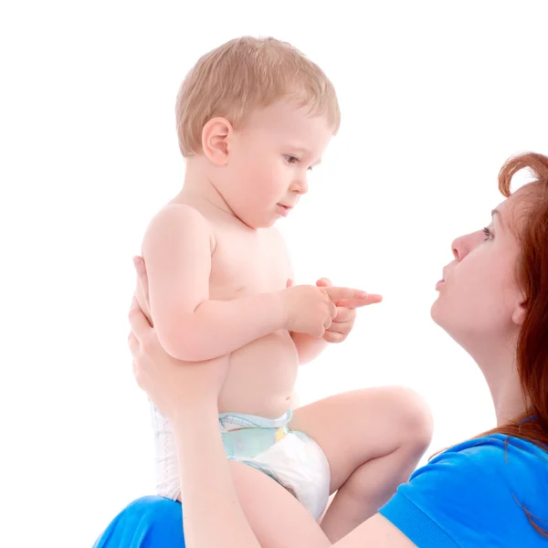 Portrait of mother holding her son — Stock Photo, Image