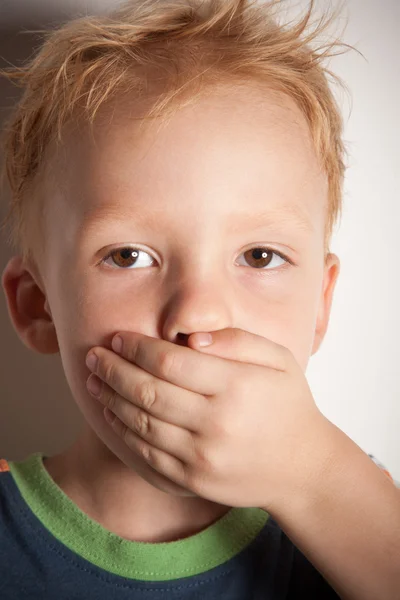 I will not tell! Little boy — Stock Photo, Image