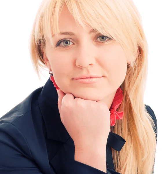 Portrait of attractive businesswoman on chair — Stock Photo, Image