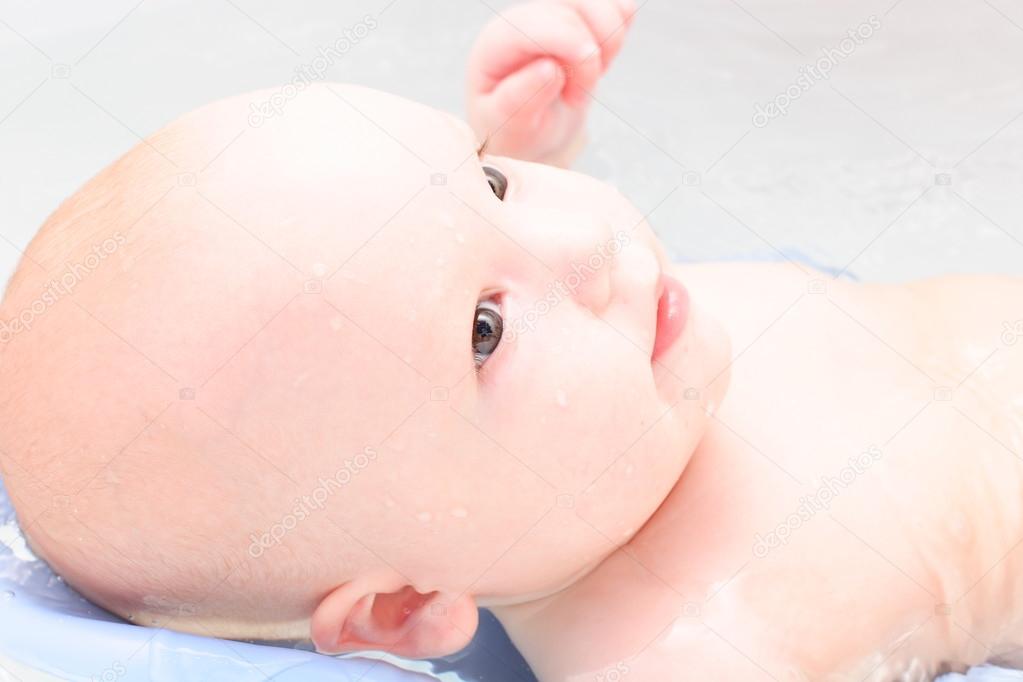 Baby in bath close-up