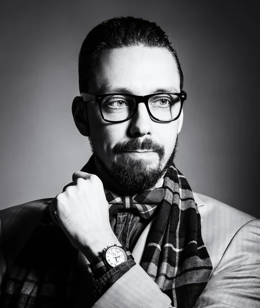 BW portrait of a handsome stylish young man — Stock Photo, Image