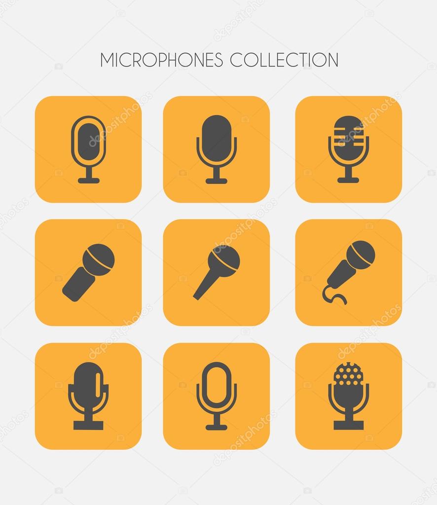 Microphone icons flat style