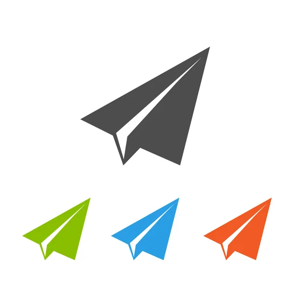 Avión de papel iconos planos — Vector de stock