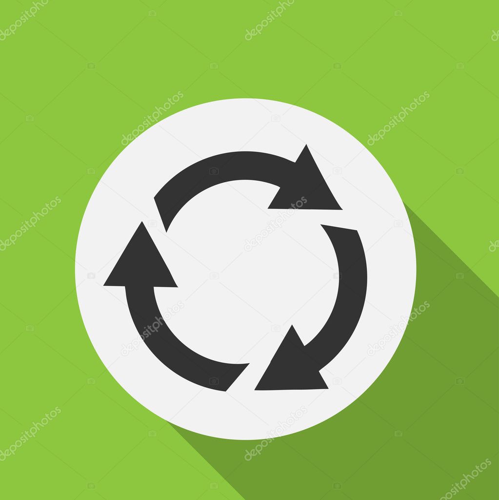 Recycle sign or symbol with long shadow