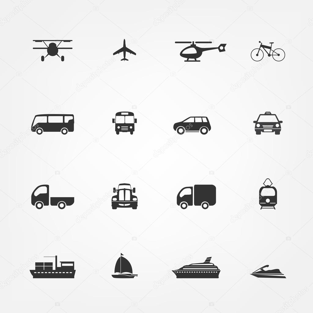 Taxi icons set, Flat style