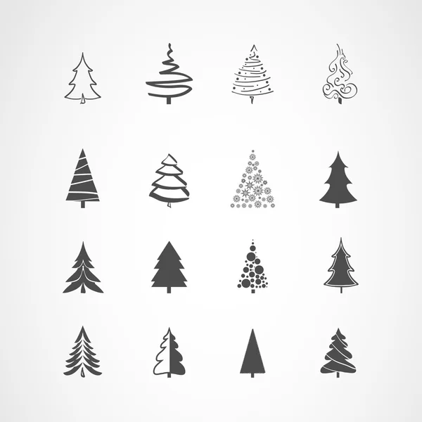 Christmas tree icons set — Stock Vector