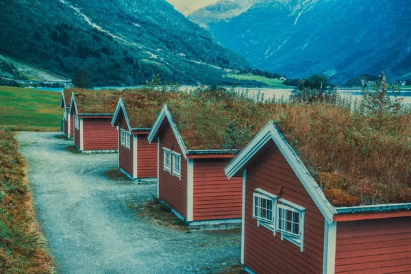 Norvégia hagyományos kabinok — Stock Fotó