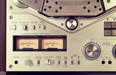 Analog stereo açık reel kaset çalar kaydedici vu metre cihazı kapatın