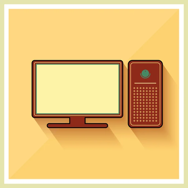 Ordenador Personal y Monitor Icono Vector Plano — Vector de stock