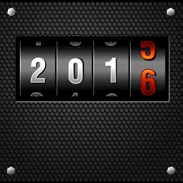 2016 Neujahr Analogzähler detaillierter Vektor — Stockvektor