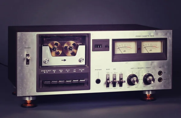 Vintage stereo cassette tape deck-speler-recorder — Stockfoto