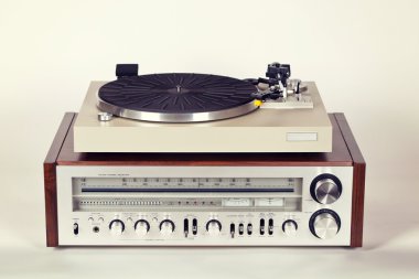 Vintage Stereo radyo alıcısı pikap pikap ile