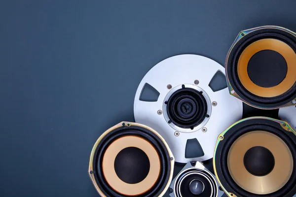 Audio Sound Speakers and Open Reel Objects Collection — Stock Photo, Image