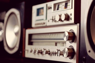 Vintage ses stereo rafa kaset kaset deck alıcı ve s