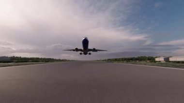 3D illüstrasyon indiren yolcu uçağı