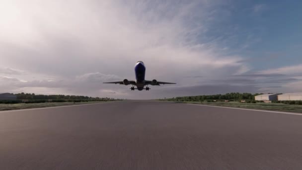 Passenger Plane Landing Illustration — Stock Video