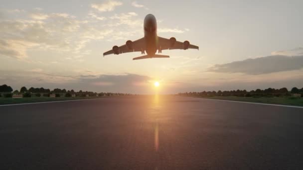 Samolot Pasażerski Lądowanie Ilustracja — Wideo stockowe