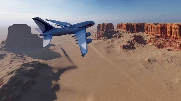 Kayaların Üzerinde Uçan Bir Uçak — Stok fotoğraf