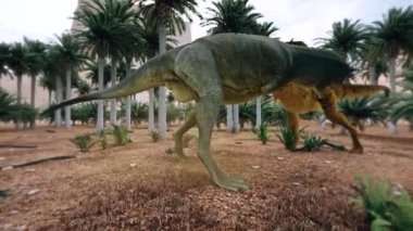Sahne iki dinozor, 3 boyutlu illüstrasyon